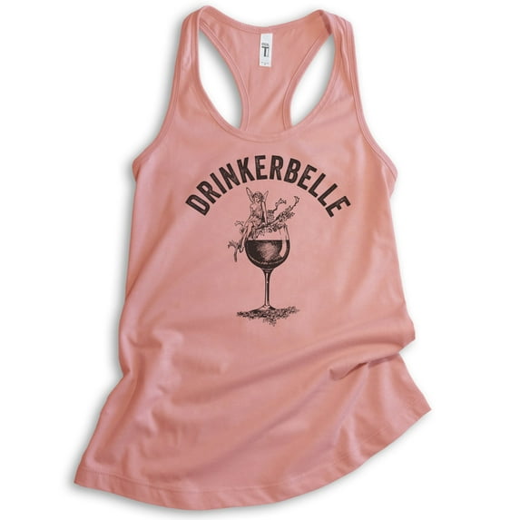 Drinkerbelle Tank Top, Ladies Racerback Tank Top, Fairy Tank, Drinking Tank, Wine Tank, Cocktail Tank, Desert Pink, X-Large