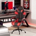 thumbnail image 5 of Frovlni Ergonomic Gaming Chair with Footrest for Adults, Height Adjustable High Back Reclining PU Leather Office Chair with Headrest and Lumbar Support, Black & Red, 5 of 10