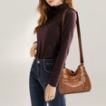 thumbnail image 7 of Mikilon Storage, Zipper Crossbody Bag With Wide Shoulder Strap Phone Wallet, Shoulder Purse, Multiple Zipper Pockets., Brown, 7 of 7