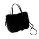 thumbnail image 4 of Bolso de peluche, bolso de hombro, bolso con asa, bolso tipo cartera, bolso suave de invierno con bandolera Negro, 4 of 9