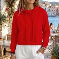 thumbnail image 6 of DORKASM Hoodies for Women Crew Neck Drawstring Travel Pullover Long Sleeve Slim Fit Fall Winter Causal Hoodies 2026 Lightweight Trendy Crop Tops Red M, 6 of 8