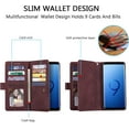 thumbnail image 2 of Wallet Case for Samsung Galaxy S9 Plus, Retro 9 Card Holder Slots Zipper Pocket Handbag Case PU Leather Magnetic Closure Kickstand with Wrist Strap TPU Shockproof Flip Case - Wine Red, 2 of 16