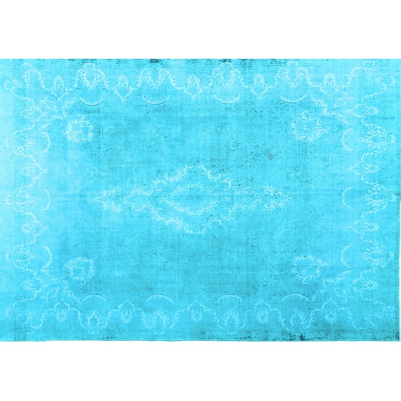 Ahgly Company Indoor Rectangle Abstract Light Blue Contemporary Area Rugs, 5' x 8'