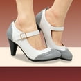 thumbnail image 4 of Chase & Chloe Women's Vintage-Inspired Mary Jane Pumps with Wingtip and Mid-Heel, 4 of 5