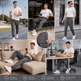 thumbnail image 3 of PUZTLOY Men's Sweatpants Joggers with Zipper Pockets Lightweight Elastic Waist Athletic Workout Gym Running Sweat Pants, 3 of 7