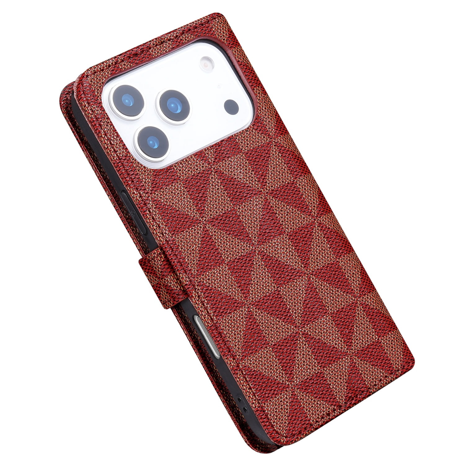 Foldable Triangle Wallet Case for iPhone 17 Pro - Red