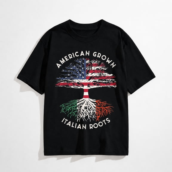 American Grown Italian Roots Family Tree Italy Flag Italian T-Shirt