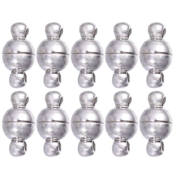 EeaseMX 10 cierres magnéticos cilíndricos de 10 mm para joyería, para hacer tú mismo, para collares delicados, pulseras multiusos (color acero).