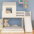 KESHENGDA House Floor Bunk Beds with Slide, Wooden Twin Over Full Bunk