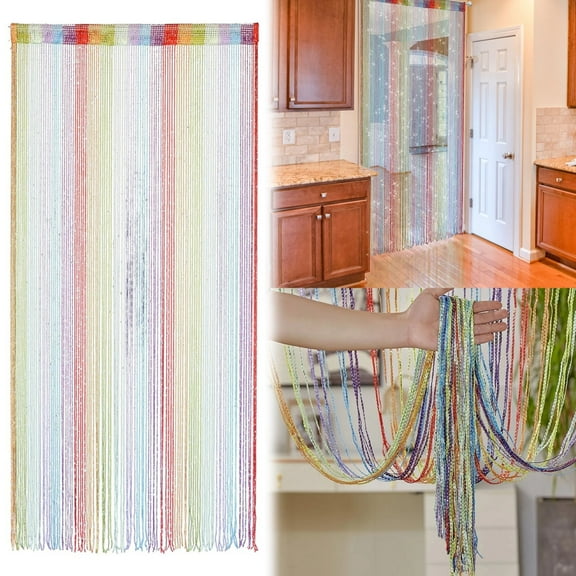 1 Tassel Cord Curtain Door String Curtain Doorway Beads Curtains Hanging Room Divider Beaded Decor Glitter Fringe Panel Closet Window Doors Sequin Boho Doors Tassel