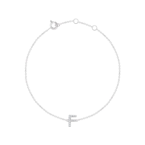 14K White .05 CTW Diamond Initial "F" 6-7" Bracelet in 14k White Gold