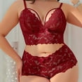 thumbnail image 7 of JSGEK Plus Size Lingerie Sets for Women Lace Bra 2PC Mesh Sheer Panties Valentine's Day Naughty Lingeries Red S, 7 of 7