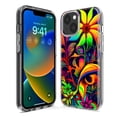 thumbnail image 3 of MUNDAZE Apple iPhone 14 Plus Shockproof Clear Hybrid Protective Phone Case Neon Rainbow Psychedelic Trippy Hippie Daisy Flowers, 3 of 5