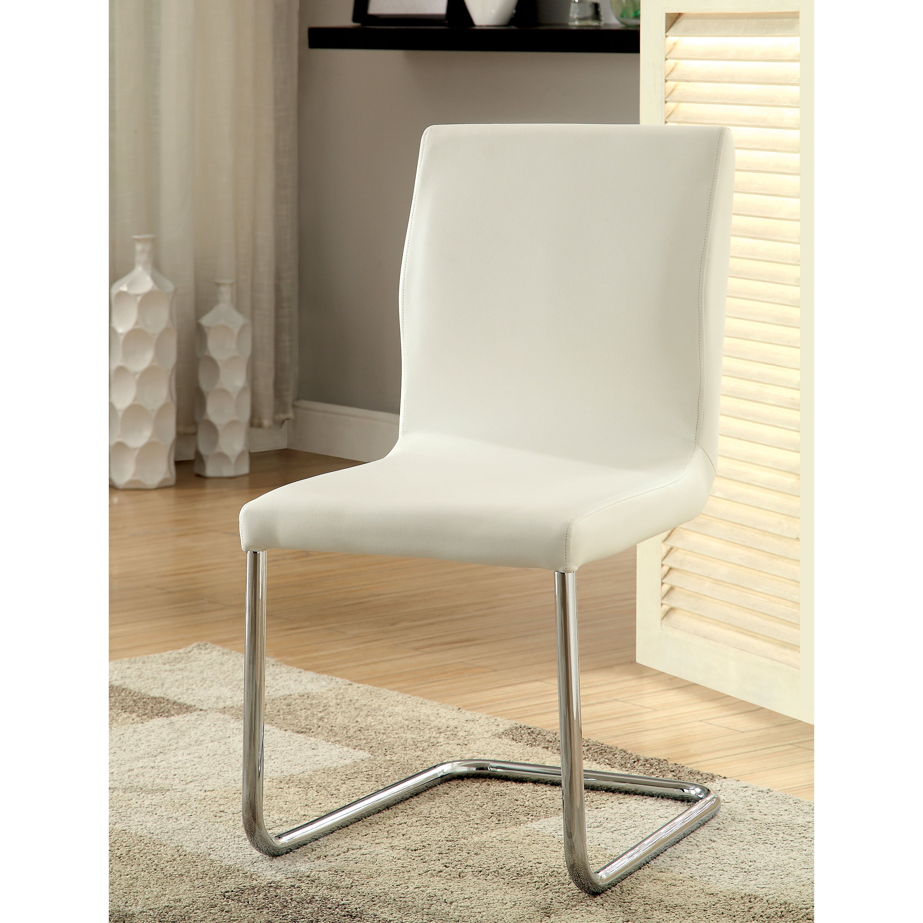 Furniture of America Janus Modern 5-Piece Round Dining Table Set, White
