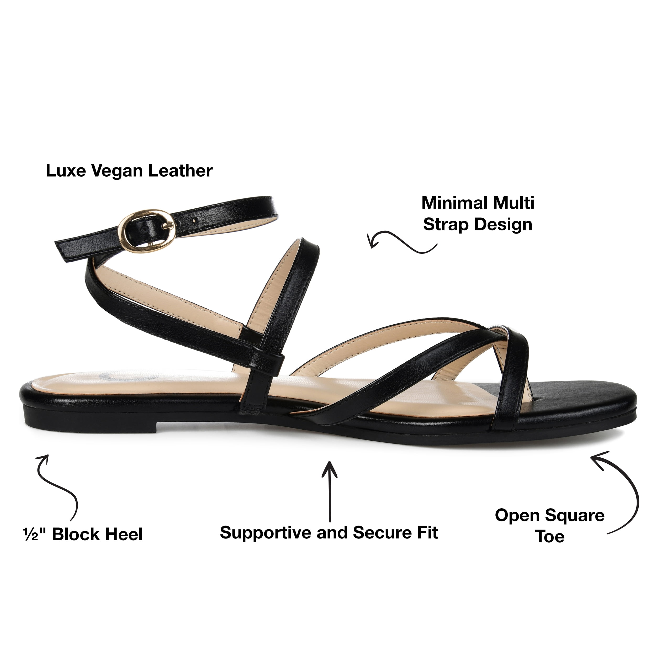 Journee Collection Womens Serissa Multi Strap Flat Sandals