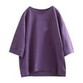 thumbnail image 4 of aidice Tops for Women Casual Crewneck 3/4 Length Sleeve Basic Tees Loose Comfy Side Split Tshirts, 4 of 6