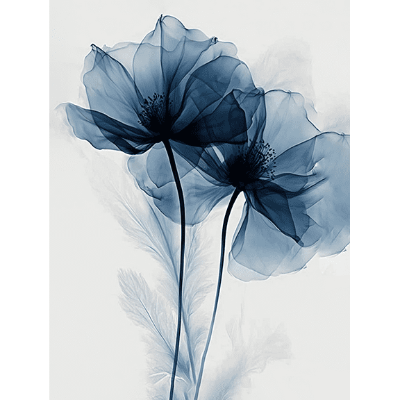 Blue Floral Watercolor Canvas Wall Art， Perfect for Living Room， Bedroom， Bathroom， Office， and Dining Room Decor.