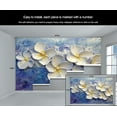 thumbnail image 5 of Relief White Flowers Wall Mural, Abstract Oil Painting Style 3D Wallpaper Mural, Blue Background Wall Murals Wallpaper For Boys And Girls Bedroom 59"W x 39.4"H (Not Peel and Stick), 5 of 6