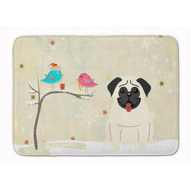 Carolines Treasures BB2476RUG Christmas Presents Friends Pug Cream Machine Washable Memory Foam Mat