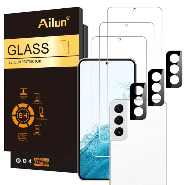 Protector de pantalla Ailun de vidrio templado para Galaxy S22, paquete de 3