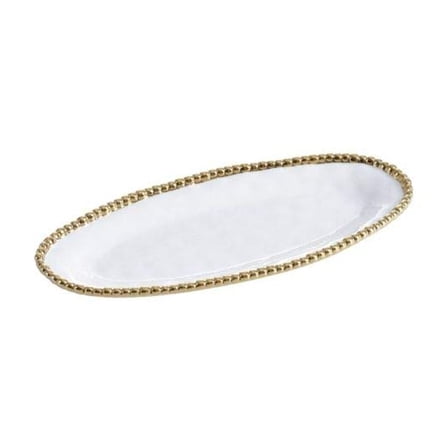 Pampa Bay Serving Piece, 17.5 x 7.5 x 1.5 inches, White and Gold
