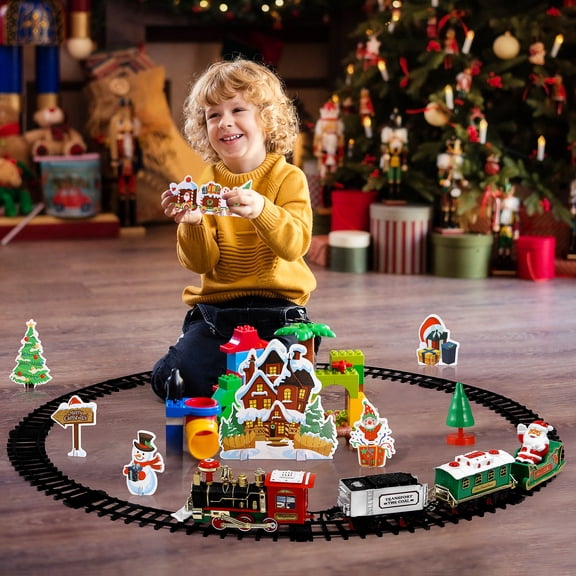 ETEREAUTY  Model Christmas Train Kit, Realistic Sounds, LED Lights, Easy Assembly, 3Pcs