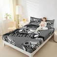 thumbnail image 4 of Feelyou Gaming Gamer Kids Bed Sheets, Game Gamepad Controller King Sheets, Grey Cartoon Style Sheet Set, Microfiber Bedroom Decor, 4pcs, 4 of 7