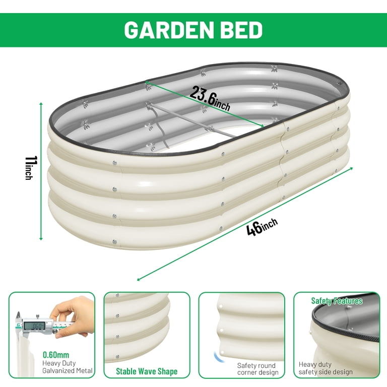 NUGRIART Galvanized Steel Raised Garden Bed, 4x2 Feet White photo 2