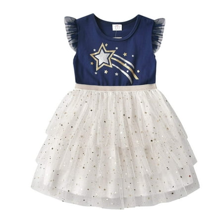 

VIKITA Toddler Girls Dresses for Summer Short Sleeve Girls Clothes Party Tutu Dresses for Little Girls(SH4776 4T)