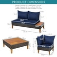 thumbnail image 6 of Costway 4PCS Patio Rattan Furniture Set Cushioned Loveseat w/Wooden Side Table Navy, 6 of 8