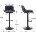 thumbnail image 2 of Guyou Modern Swivel Bar Stools Set of 2, Adjustable PU Leather Counter Height Kitchen Bar Chairs with Footrest and back for Pub Kitchen Island Dining Room, Black, 2 of 15