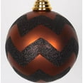 thumbnail image 2 of Vickerman 4.75" Matte and Glitter Chevron Shatterproof Christmas Ball Ornament - Brown/Black, 2 of 3