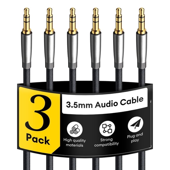 Dutevolns 3.5mm Audio Cable 3-Pack[1.6ft], Nylon Braided Hi-Fi Sound Aux Cable , Audio Auxiliary Male to Male Cord for Headphones, Car, Home Stereos, Speaker, iPhone, iPad, iPod, Echo