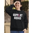 thumbnail image 3 of Breast Cancer Support Squad Pink Ribbon Crewneck Sweatshirt, S, Black, 3 of 6