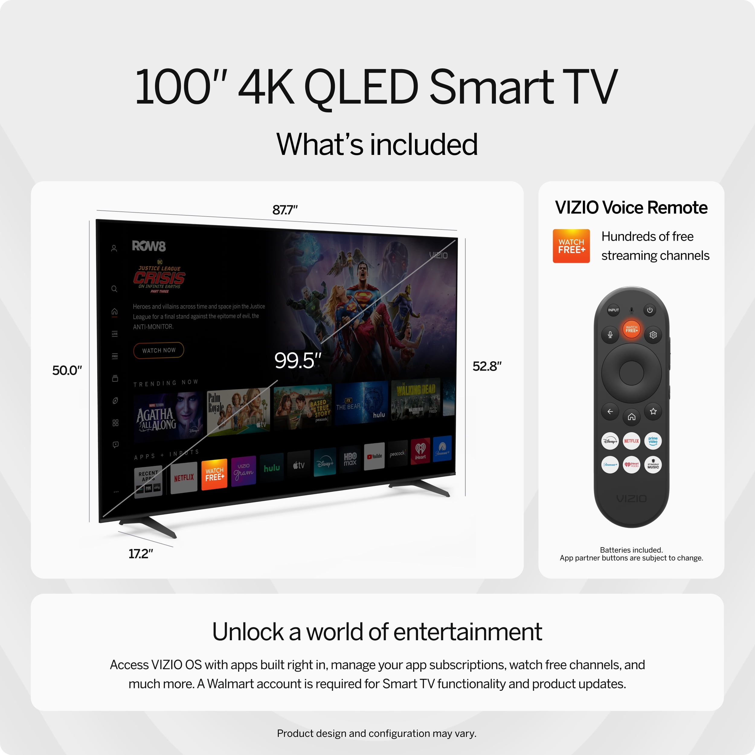 VIZIO 100" Class Quantum 4K QLED HDR Smart TV (VQD100M-08)