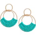 thumbnail image 1 of Raffia Hoop Earrings for Women Girls Fun Boho Summer Beach Earrings Lightweight Handmade Straw Wicker Rattan Dangle Earrings Statement Geometric Round Drop Earrings, 1 of 5