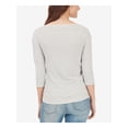 thumbnail image 2 of WILLIAM RAST Womens Ivory Ruched Striped 3/4 Sleeve Boat Neck T-Shirt Top  Size: S, 2 of 2