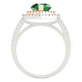 thumbnail image 4 of 2.48 ctw with Simulated Diamond Halo Accents Anniversary Ring for Women | Pear Cut Simulated Emerald | Hyperallergenic Solid 18K White/Rose Gold, 4 of 5