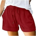 thumbnail image 1 of Women Plus Size Shorts Beach Drawstring Pockets Loose Comfortable Vacation Casual Wear, 1 of 6
