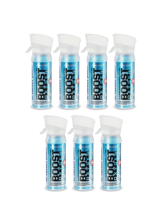 Boost Oxygen 3L Pocket Sized Canned Oxygen with Mouthpiece, Peppermint (7 Pack)