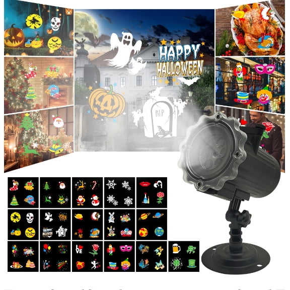 Morfon Halloween Projector Lights, 16 Slides Waterproof Projector Lights with Remote for Halloween, Christmas, Happy New Year