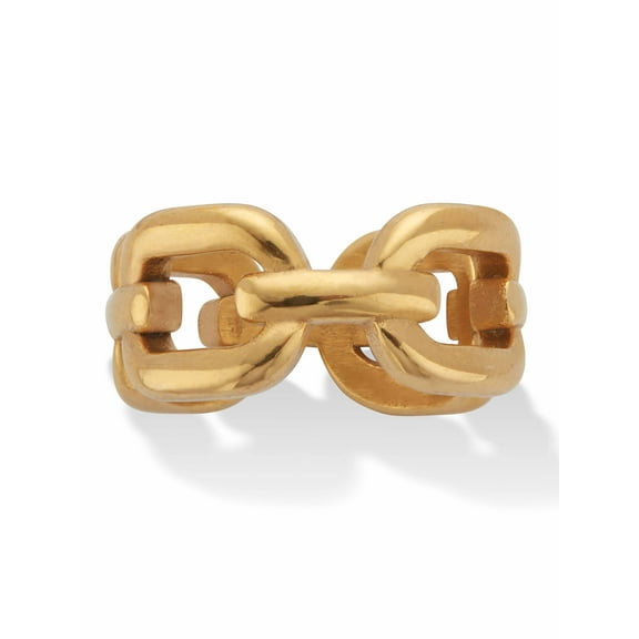 PalmBeach Jewelry Yellow Gold Ion-Plated Stainless Steel Chain Link Ring