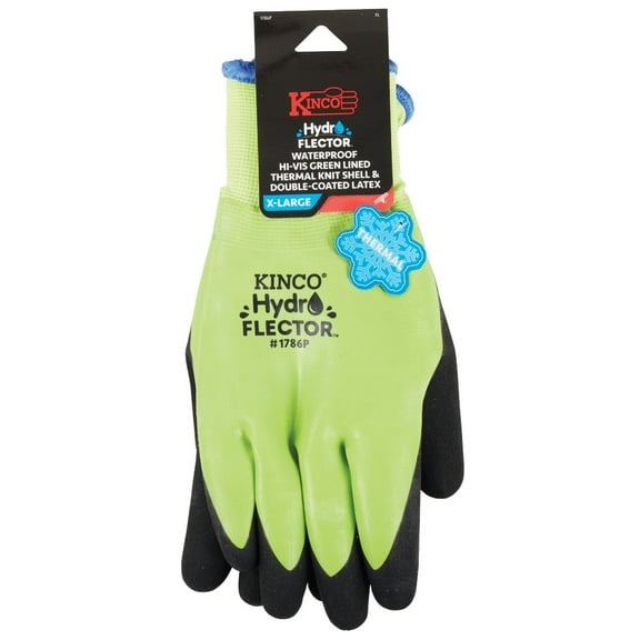 Kinco Hydroflector Waterproof Latex Coating Thermal Double Shell Neon Gloves, XL
