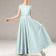 thumbnail image 5 of BRGZLK Girl's Satin Solid Color Fashion Elegant Sleeveless Round Neck Performance Dress Party Gown Long Dress Light Blue 12-13 Years, 5 of 5