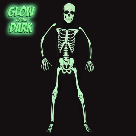 AltSkin Adult/Kids Full Body Stretch Fabric Zentai Suit Costume - Glow in the Dark Skeleton (Medium)