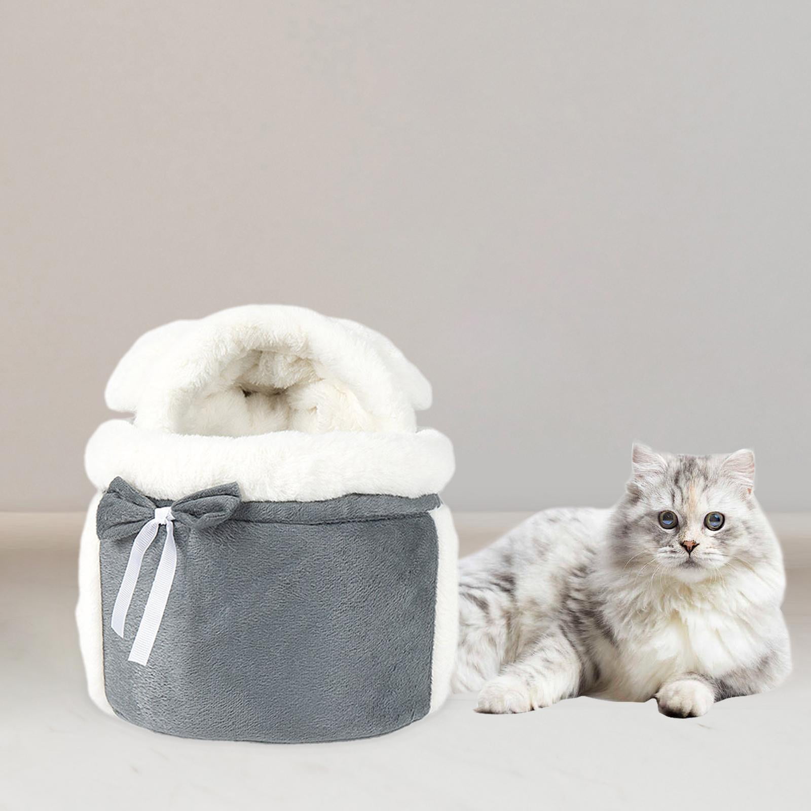 Fzaqwen Pet Hanging Chest Bag Small Cat Dogs Backpack Winter Plush Pets Cage for Cycling M