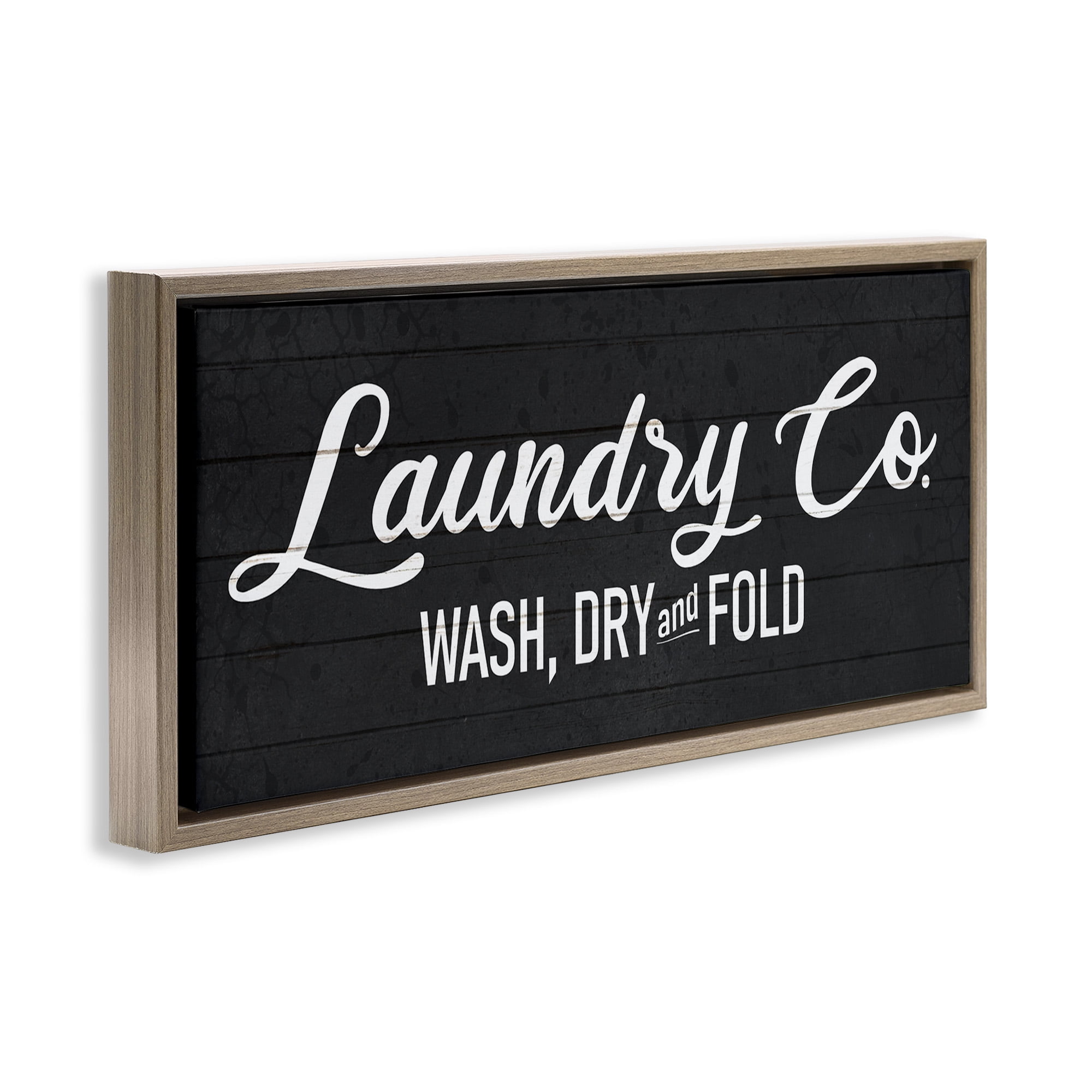 Stupell Industries Rustic Laundry Co Sign Abstract Painting Brown Floater Framed Canvas Art Print Wall Art, 25 x 11