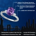 thumbnail image 2 of Gem Stone King 14K White Gold Purple Amethyst and White Created Sapphire Engagement Ring for Women | 2.56 Cttw | Oval 10X8MM | Gemstone February Birthstone | Size 8, 2 of 6