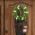 thumbnail image 5 of MXTPOV St Patricks Day Decor Wreath, Green Shamrock Leaves Wreaths for Front Door, St Patricks Day Decorations, White Flowers Wreath for Party Wall Decor, Home Decor, 5 of 5