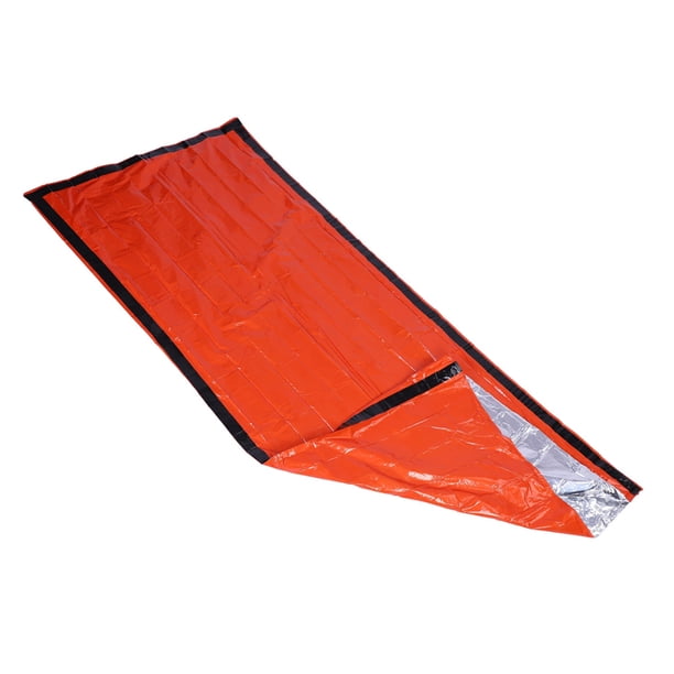 Saco de Dormir de Emergencia Térmico Impermeable Naranja Mantiene el Calor en El Frío Adecuado para acampar Proteción contra el Viento con tamado Plegable Plegable Pequeño